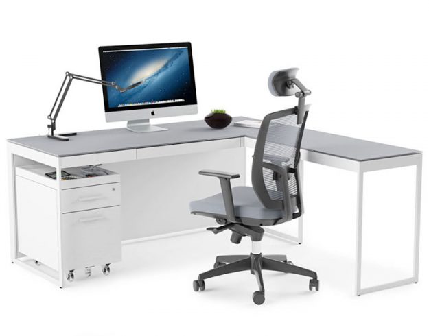 BDI Centro Desk with Return and Mobile File Cabinet