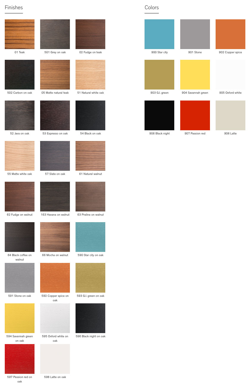 Mobican Cassia Modular Wall System Color Chart
