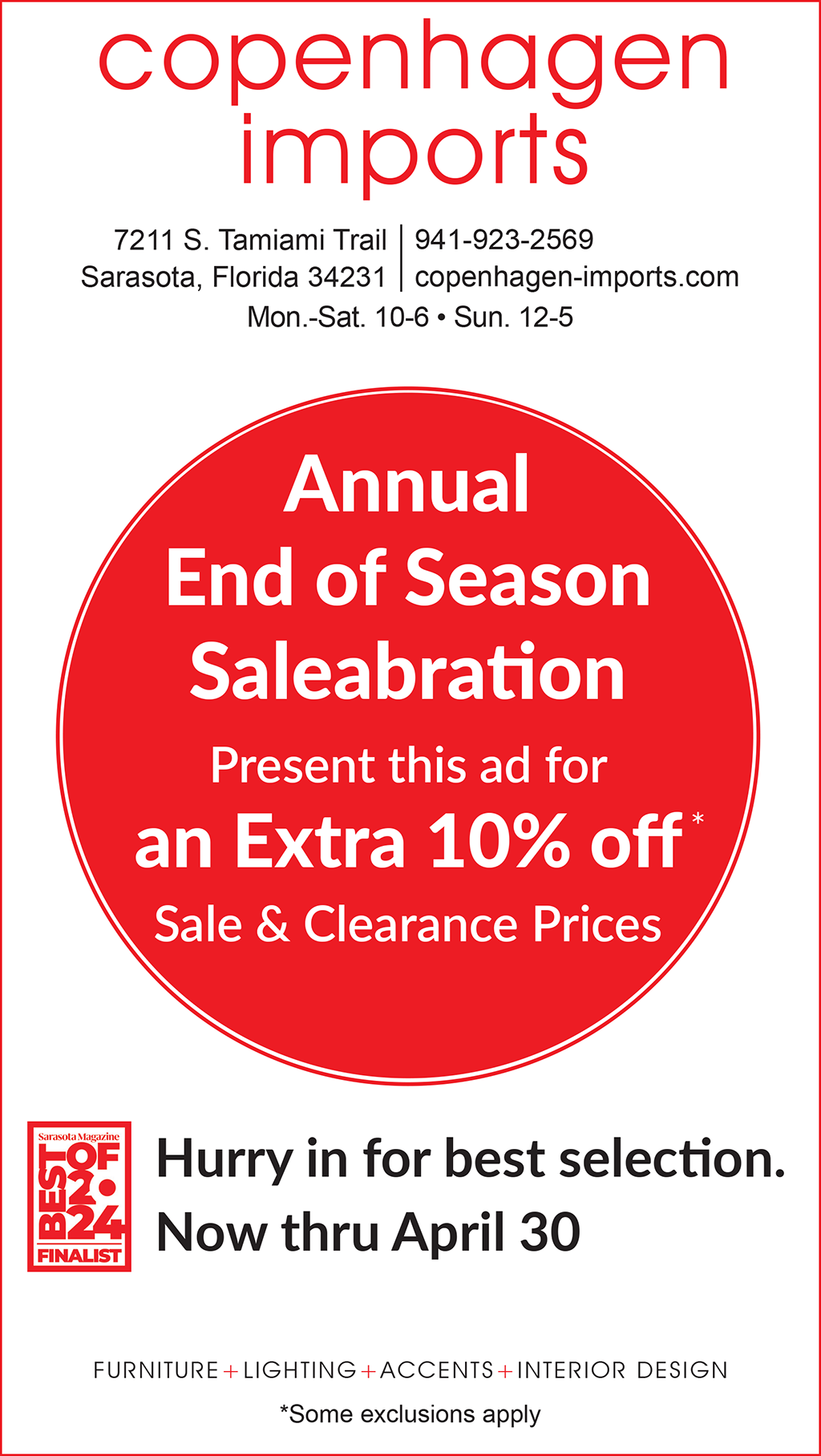 Annual End of Season Saleabration
